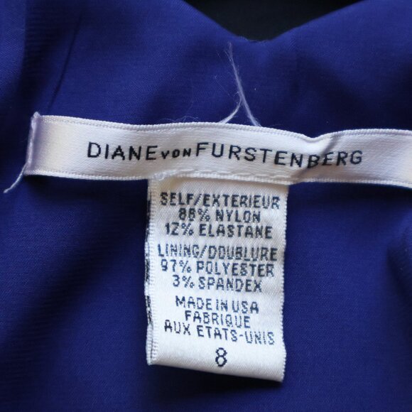 Diane von Furstenberg Dress Royal Blue Stretch Woven Cap-Sleeve Size 8 - Picture 8 of 10